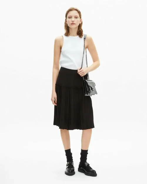 Women Skirts and Shorts The Kooples Black Pleated Midi Skirt Black