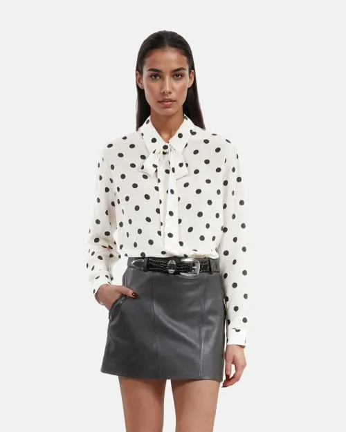 Women Skirts and Shorts The Kooples Short Black Leather Skirt Black Stone