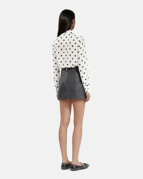 Women Skirts and Shorts The Kooples Short Black Leather Skirt Black Stone