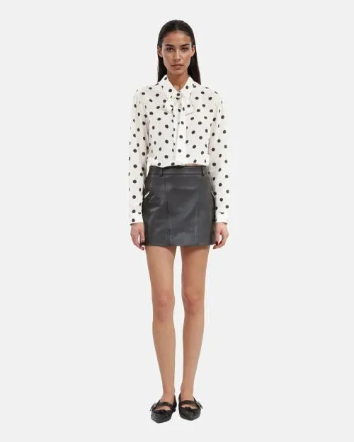 Women Skirts and Shorts The Kooples Short Black Leather Skirt Black Stone