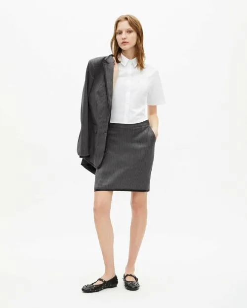 Women Skirts and Shorts The Kooples Short Striped Skirt Dark Grey