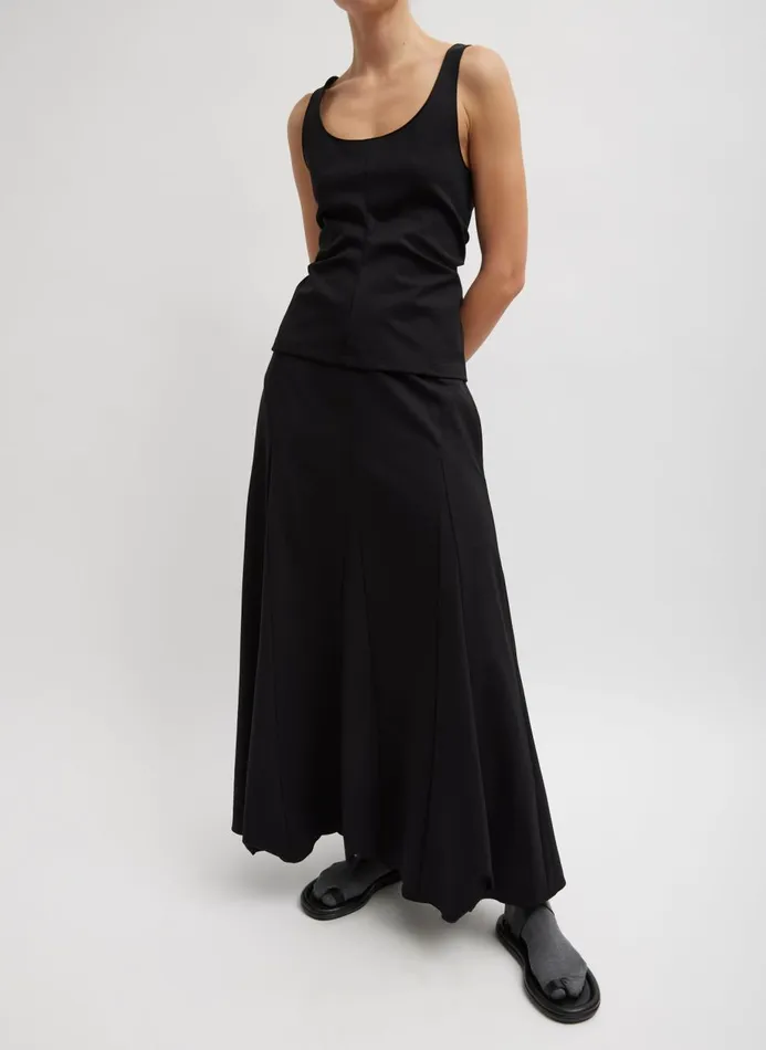 Women Skirts Tibi Compact Ultra Stretch Tucked Panel Maxi Skirt Black