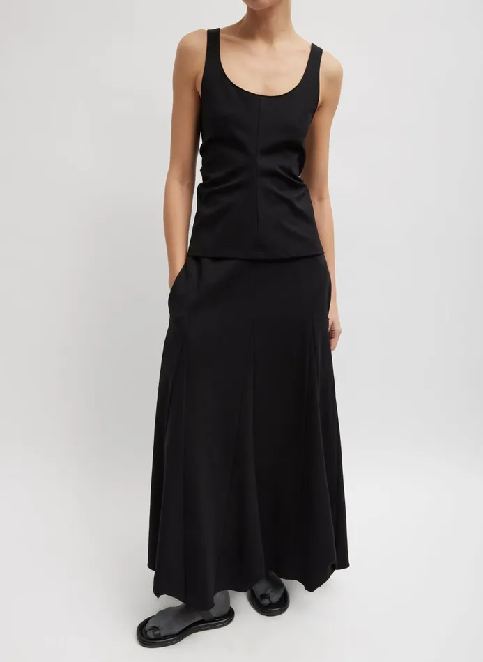 Women Skirts Tibi Compact Ultra Stretch Tucked Panel Maxi Skirt Black