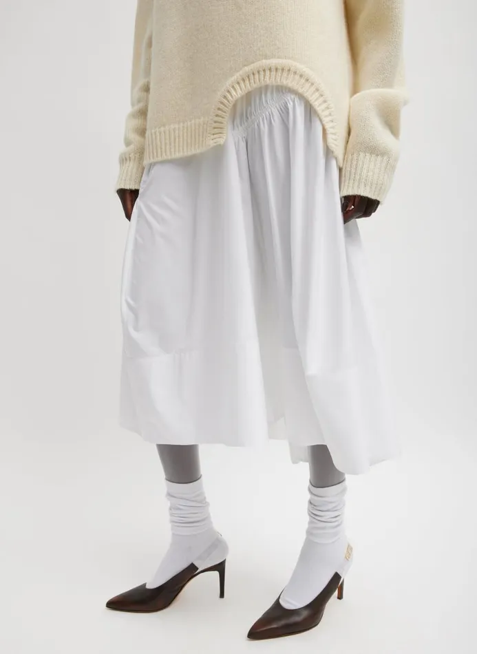 Women Skirts Tibi Shirred Nylon Paneled Skirt White