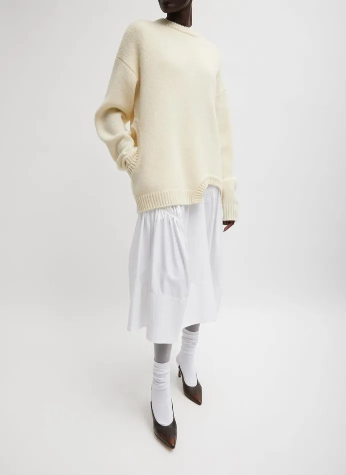 Women Skirts Tibi Shirred Nylon Paneled Skirt White