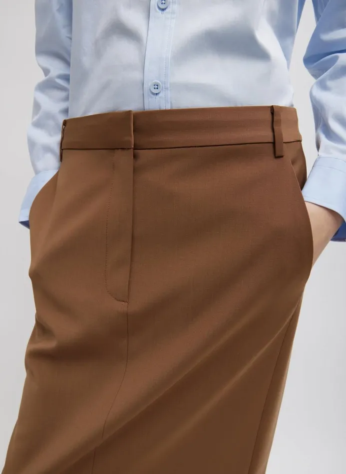 Women Skirts Tibi Tropical Wool Maxi Trouser Skirt Toffee