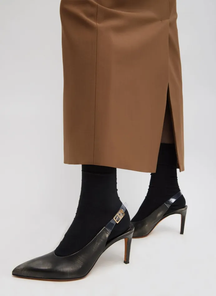 Women Skirts Tibi Tropical Wool Maxi Trouser Skirt Toffee