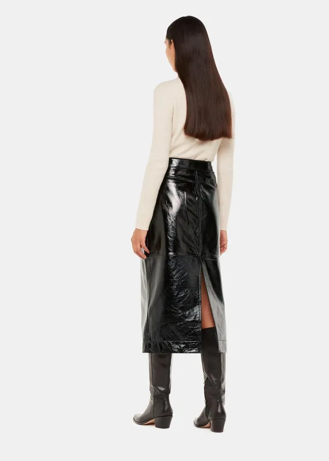 Women Skirts Whistles Black Rachel Patent Leather Skirt