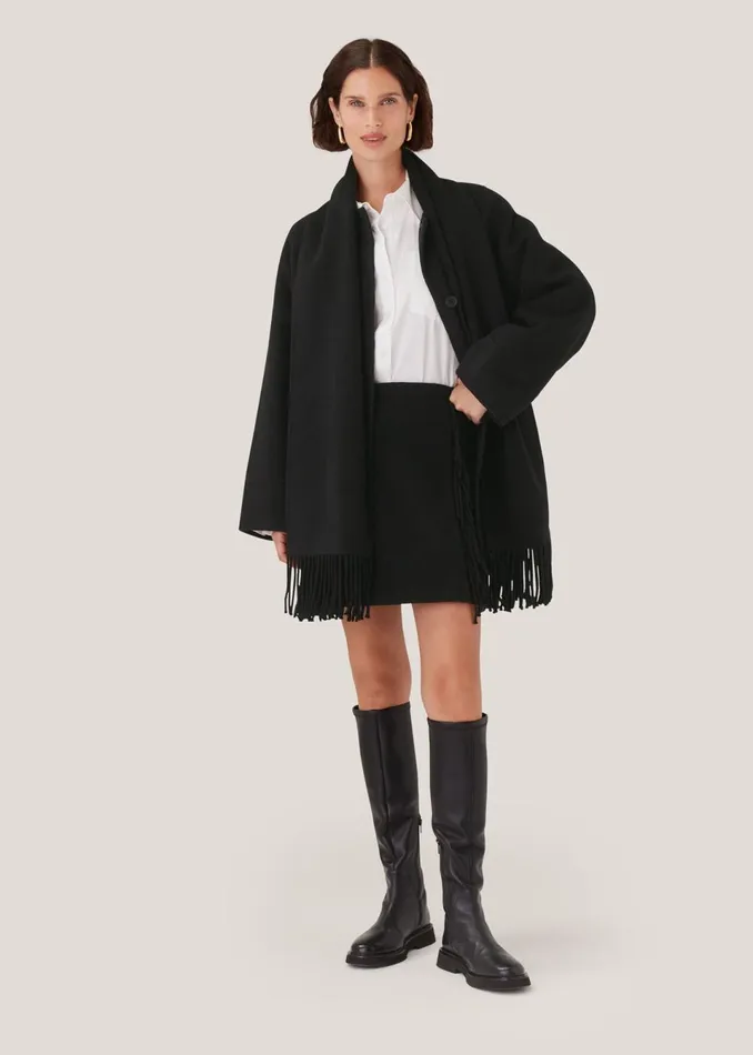 Women Skirts Whistles Black Sadie Wool Fringe Skirt