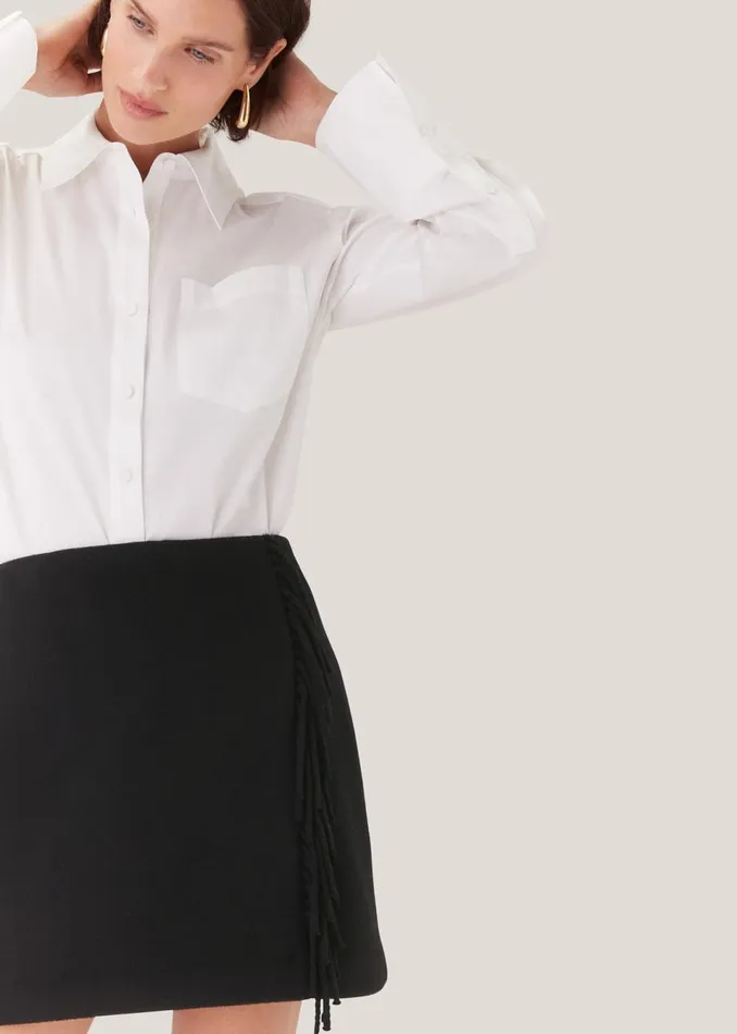 Women Skirts Whistles Black Sadie Wool Fringe Skirt