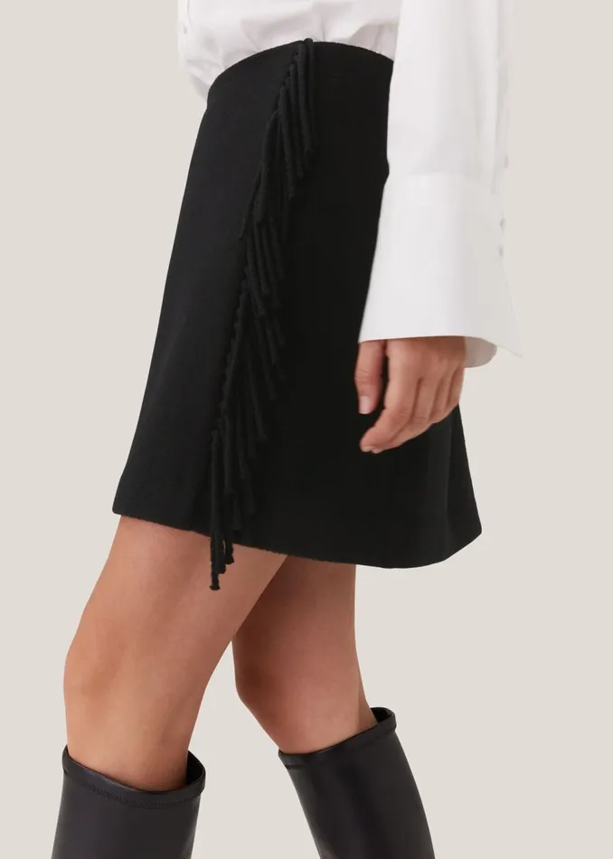 Women Skirts Whistles Black Sadie Wool Fringe Skirt