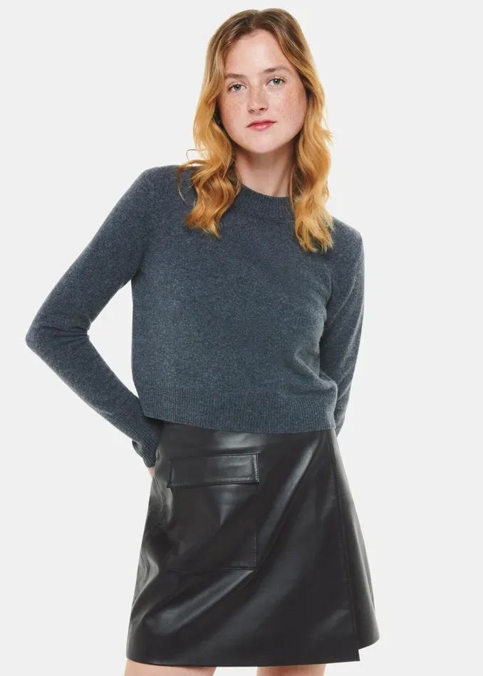 Women Skirts Whistles Black Wrap Leather Mini Skirt