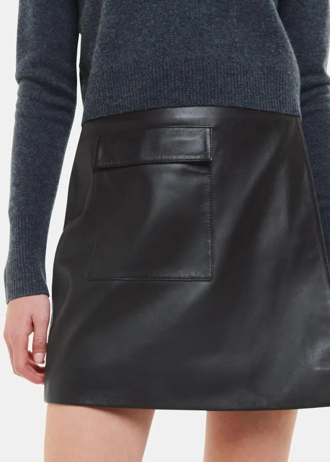 Women Skirts Whistles Black Wrap Leather Mini Skirt