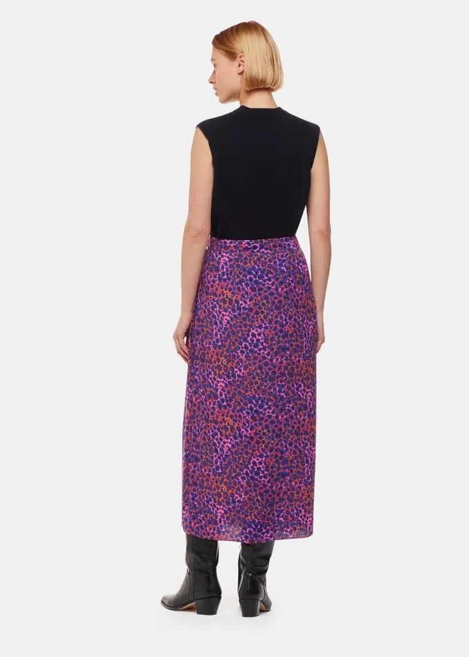 Women Skirts Whistles Pink Mottled Leopard Midi Skirt