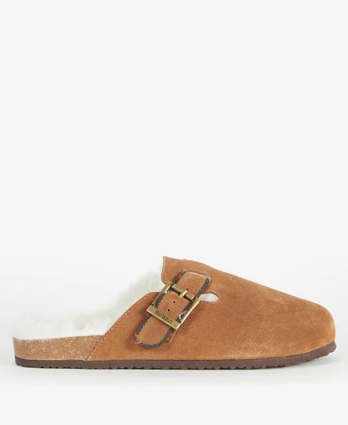 Women Slippers Barbour Nellie Mule Slippers Camel Suede