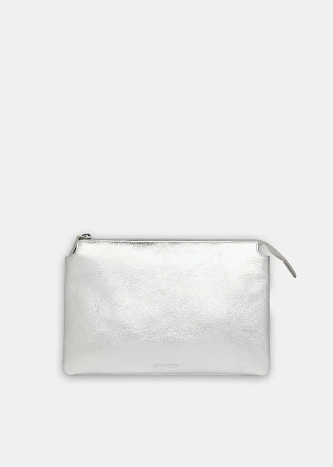 Women Small Bags and Clutches Whistles Silver Elita Double Pouch Clutch