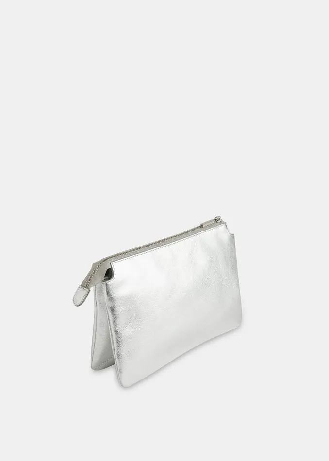 Women Small Bags and Clutches Whistles Silver Elita Double Pouch Clutch