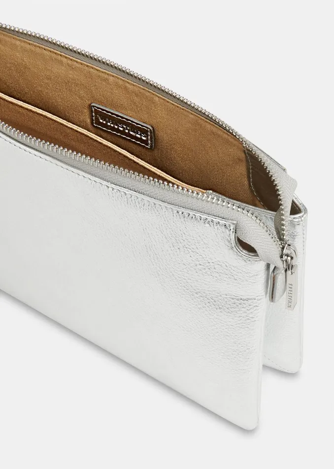 Women Small Bags and Clutches Whistles Silver Elita Double Pouch Clutch