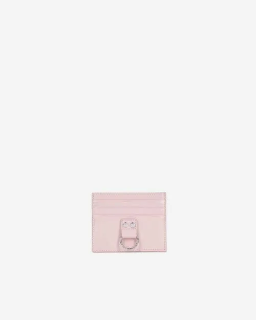 Women Small Leather Goods The Kooples Amelia Pink Leather Card Holder Pink