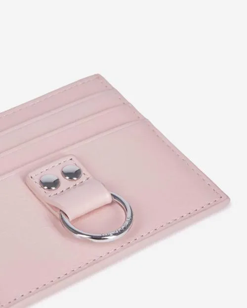 Women Small Leather Goods The Kooples Amelia Pink Leather Card Holder Pink