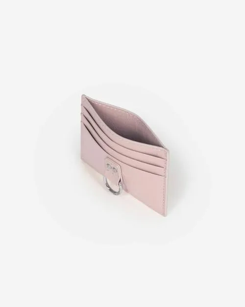 Women Small Leather Goods The Kooples Amelia Pink Leather Card Holder Pink