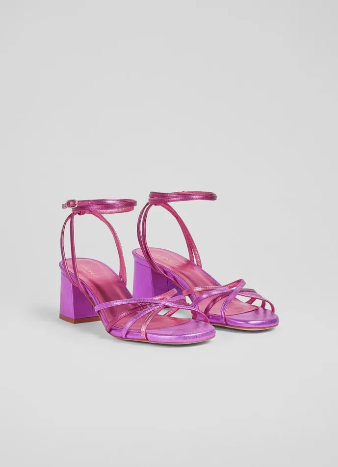 Women Starlet Pink And Purple Metallic Strappy Sandals Fuchsia LKBennett Sandals Women Starlet Pink And Purple Metallic Strappy Sandals Fuchsia LKBennett Sandals