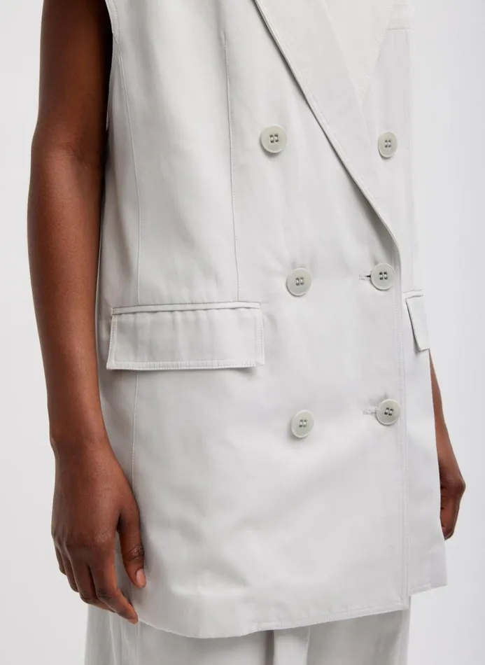 Women Suits Tibi Drapey Suiting Oversized Double Breasted Vest Stone