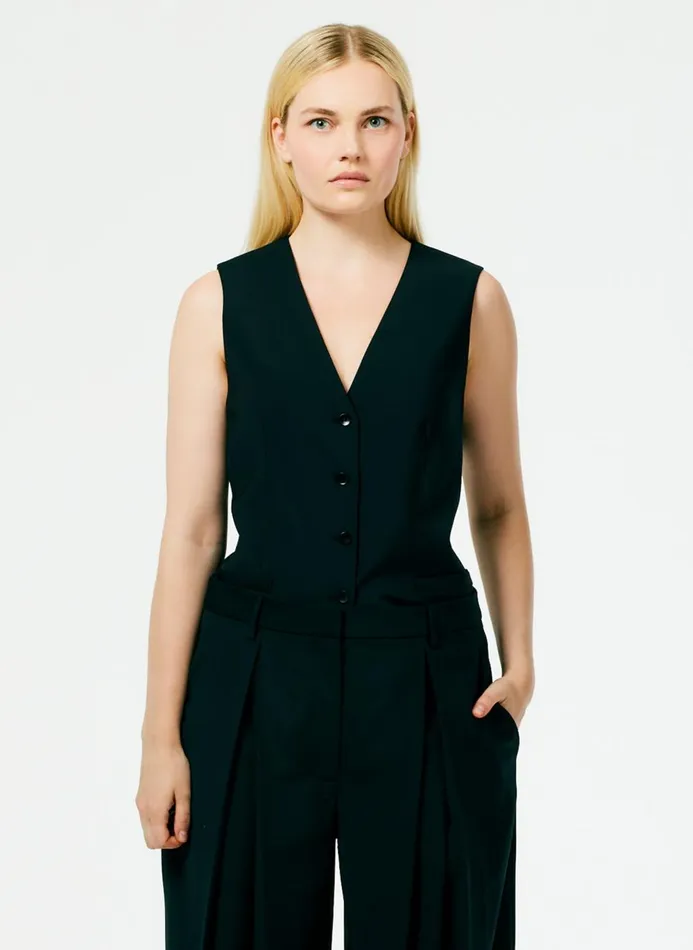 Women Suits Tibi Tropical Wool Vest Black