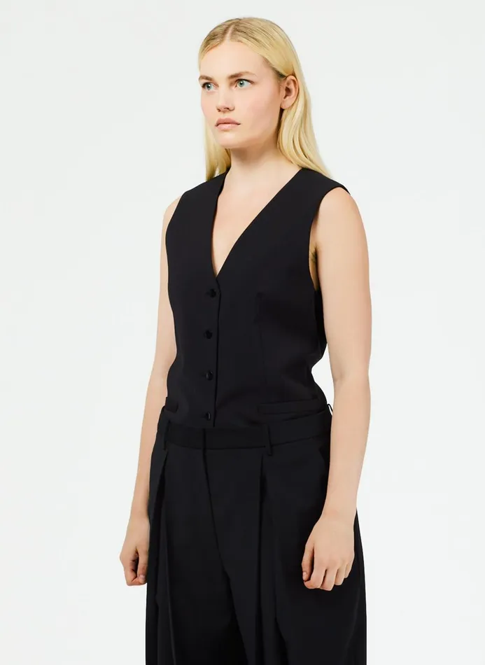 Women Suits Tibi Tropical Wool Vest Black