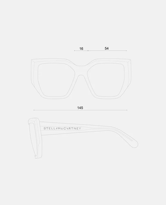 Women Sunglasses Stella McCartney Chunky Square CatEye Sunglasses Glossy Tangerine