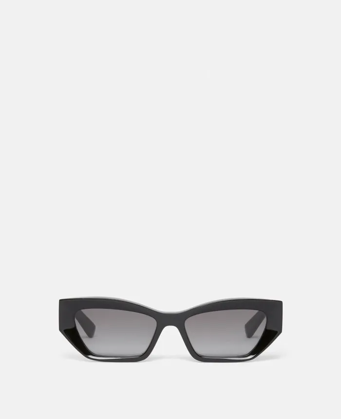 Women Sunglasses Stella McCartney Logo CatEye Sunglasses Shiny Black