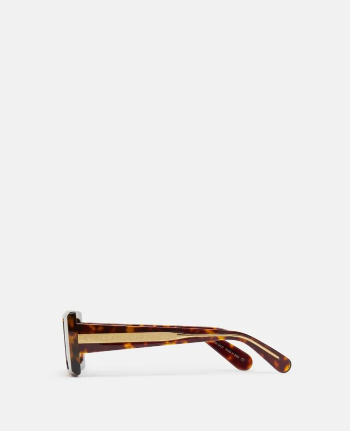Women Sunglasses Stella McCartney LogoEngraved Rectangular Sunglasses Shiny Havana