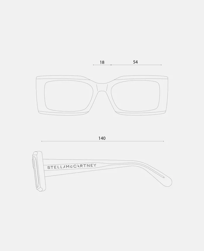 Women Sunglasses Stella McCartney LogoEngraved Rectangular Sunglasses Shiny Havana