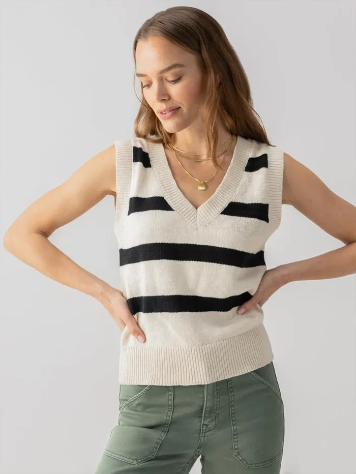 Women Sweater Shell Tank Eco Natural Black Stripe Sanctuary Clothing Sweaters and Cardis Women Sweater Shell Tank Eco Natural Black Stripe Sanctuary Clothing Sweaters and Cardis