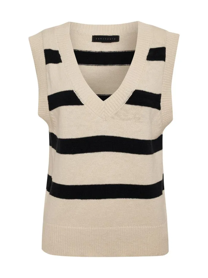 Women Sweater Shell Tank Eco Natural Black Stripe Sanctuary Clothing Sweaters and Cardis Women Sweater Shell Tank Eco Natural Black Stripe Sanctuary Clothing Sweaters and Cardis