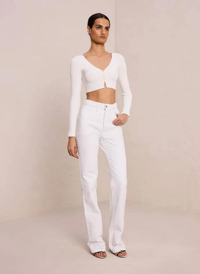 Women Sweaters ALC Hallie Ii Rib Knit Cardigan Off White