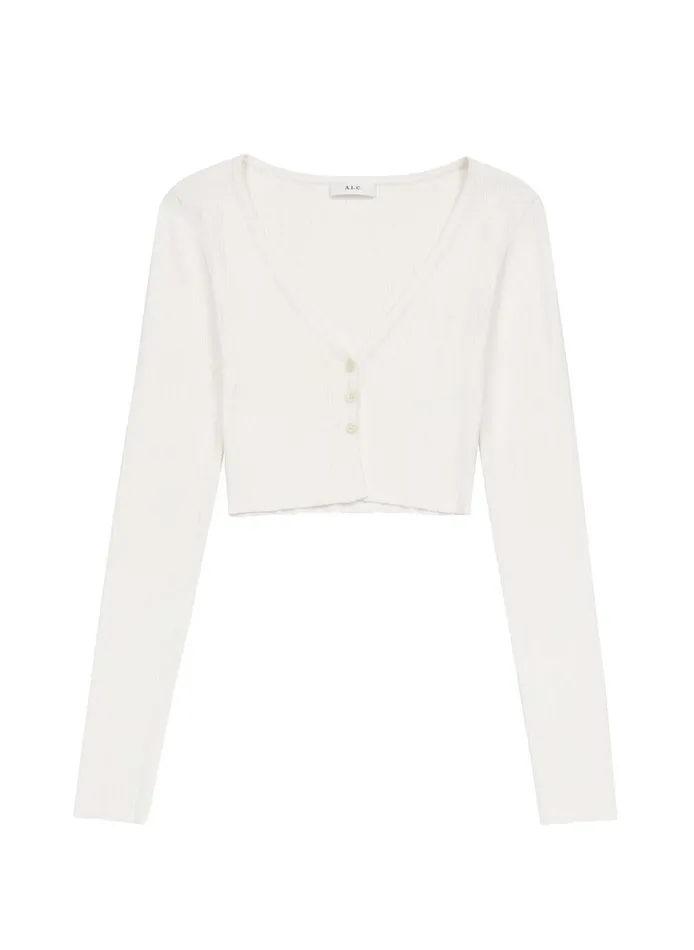 Women Sweaters ALC Hallie Ii Rib Knit Cardigan Off White