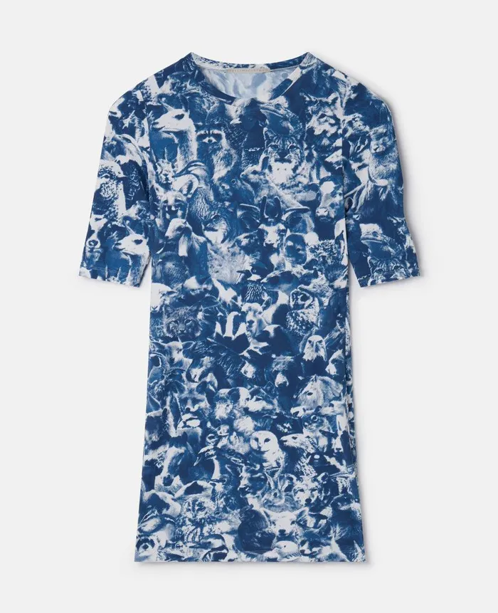 Women Sweatshirts And TShirts Stella McCartney Animal Forest Print Mini Dress Blue Women Sweatshirts And TShirts Stella McCartney Animal Forest Print Mini Dress Blue