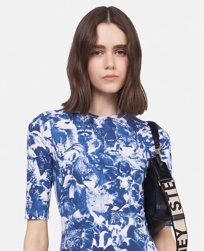 Women Sweatshirts And TShirts Stella McCartney Animal Forest Print Mini Dress Blue Women Sweatshirts And TShirts Stella McCartney Animal Forest Print Mini Dress Blue