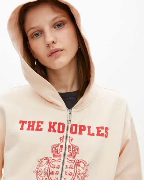 Women Sweatshirts The Kooples Hooded Sweatshirt With Ecru Screen Print Ecru