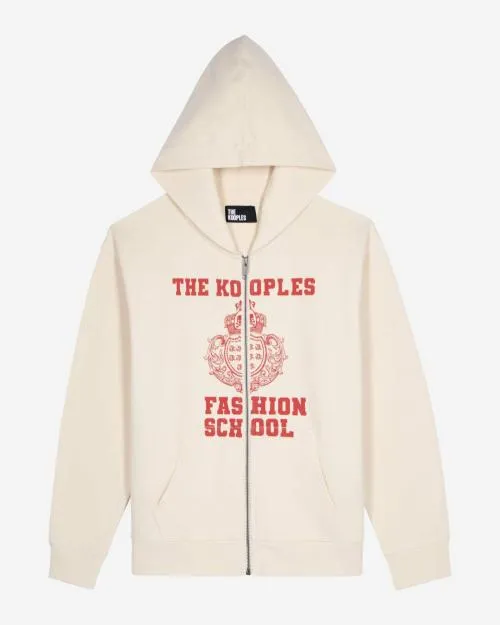 Women Sweatshirts The Kooples Hooded Sweatshirt With Ecru Screen Print Ecru