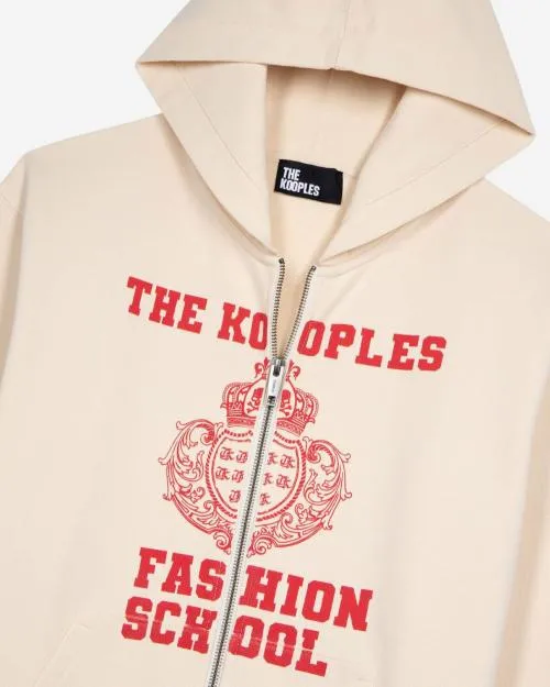 Women Sweatshirts The Kooples Hooded Sweatshirt With Ecru Screen Print Ecru