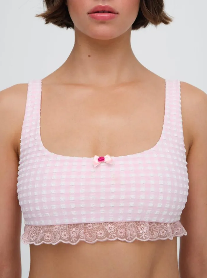 Women Swim For Love and Lemons Haiden Bikini Top Pink
