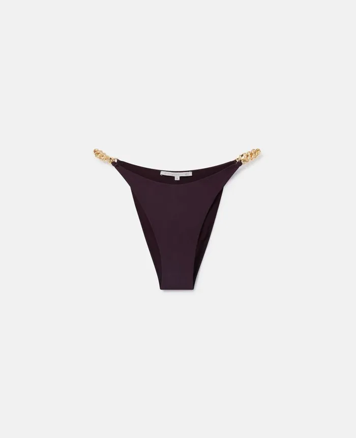 Women Swimwear Stella McCartney Falabella Chain VShape Bikini Briefs Burgundy Women Swimwear Stella McCartney Falabella Chain VShape Bikini Briefs Burgundy
