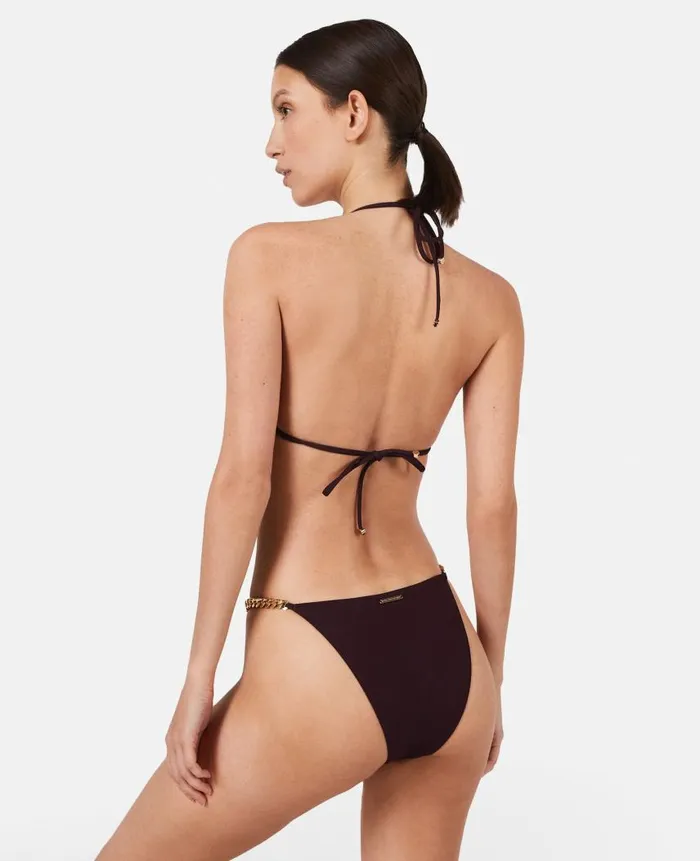 Women Swimwear Stella McCartney Falabella Chain VShape Bikini Briefs Burgundy