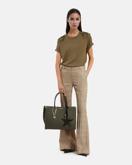 Women Tshirts The Kooples Khaki TShirt With Chains Kaki