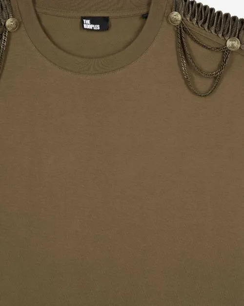 Women Tshirts The Kooples Khaki TShirt With Chains Kaki