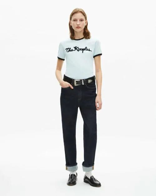 Women Tshirts The Kooples Light Blue Embroidered TShirt Baby Blue