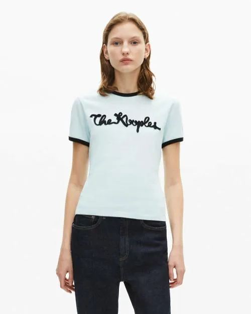 Women Tshirts The Kooples Light Blue Embroidered TShirt Baby Blue