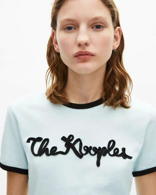 Women Tshirts The Kooples Light Blue Embroidered TShirt Baby Blue